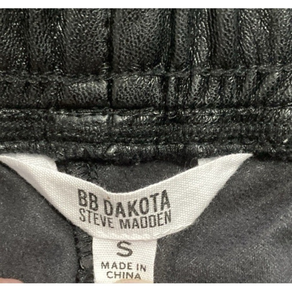 BB Dakota Steve Madden Faux Leather Jogger Pants Womens S Black Vegan Leather - Picture 2 of 9